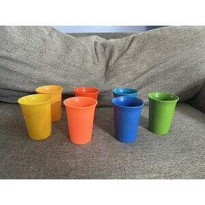 Lot Of 7 Tupperware Bell Cups Multicolor Sippy Tumblers 109 USA